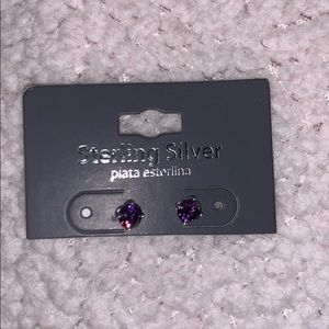 Sterling silver and purple studs
